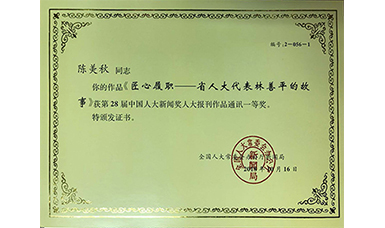 《匠心履职——省人大代表林善平的故事》获得中国人大新闻奖一等奖